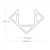 LED hoek profiel met klikafdekking 25,66mm x 18,01mm - C23ALU