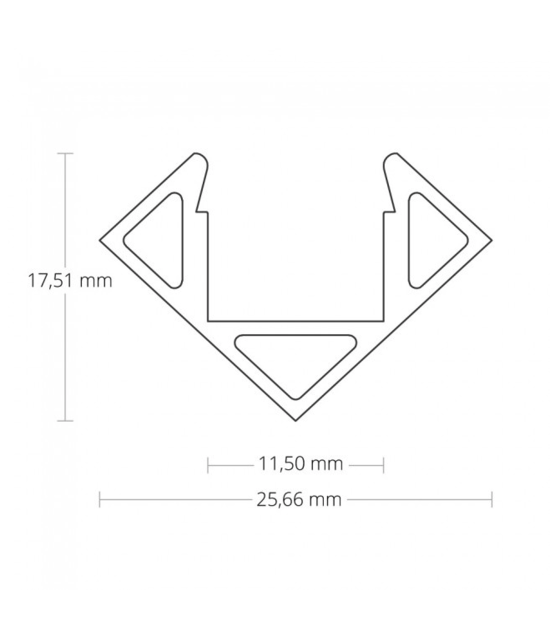 Wit LED hoekprofiel met afdekking 25,66mm x 18,01mm - C23WIT