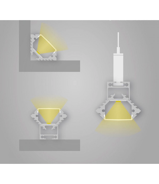 LED hoekprofiel met opaal klikafdekking 33,60 mm x 26,52 mm - C11ALU