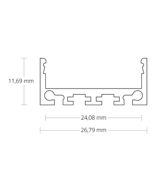 XL LED profiel met klikafdekking naar keuze 26,79mm x 11,69mm - XL04ALU