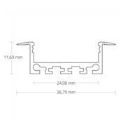 XL LED inbouw profiel met klikafdekking 36,79mm x 11,69mm - XL05ALU