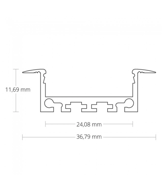 XL LED inbouw profiel met klikafdekking 36,79mm x 11,69mm - XL05ALU