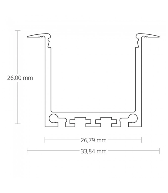 Inbouw LED XL profiel met klikafdekking 36.79 mm x 26 mm - XL07Alu