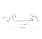 LED opbouw profiel met afdekking 25,79 mm x 6,5 mm 17ALU