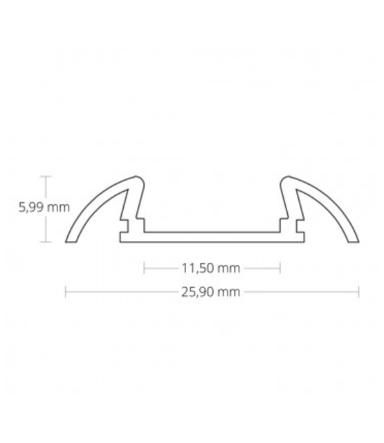 LED opbouw profiel met afdekking 25,79 mm x 6,5 mm 17ALU