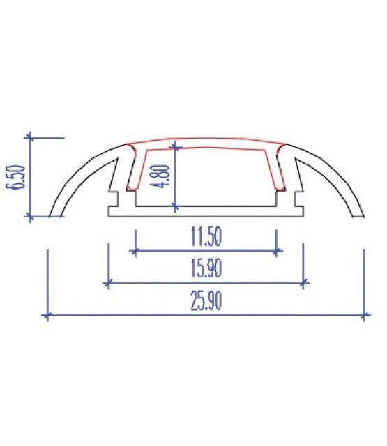 LED opbouw profiel met afdekking 25,79 mm x 6,5 mm 17ALU