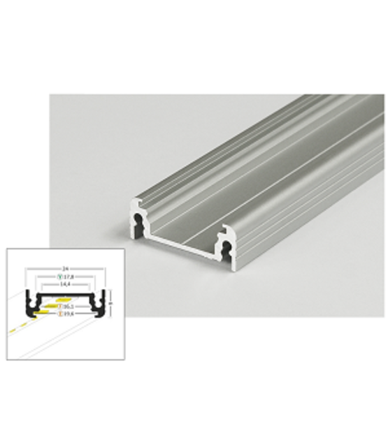 LED profiel met afdekking 24 mm x 9 mm - 09ALU