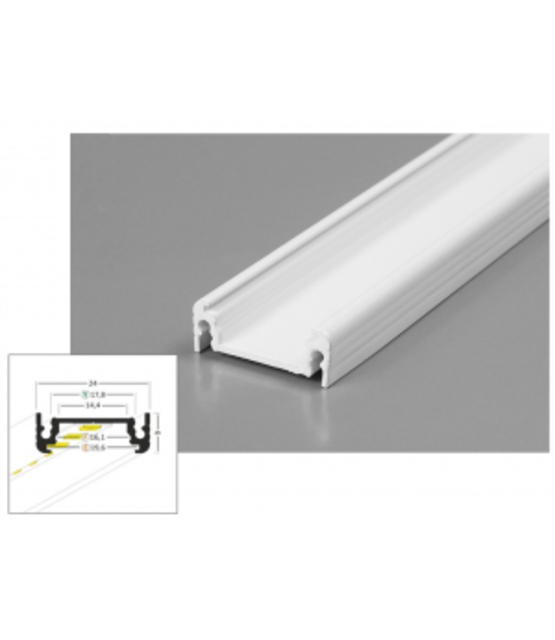 Wit LED profiel met afdekking 24 mm x 9 mm - 09WIT