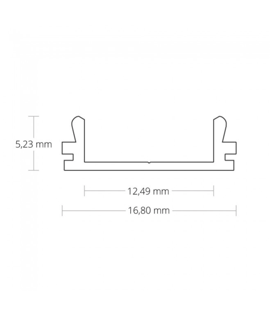LED profiel met opaal klikafdekking 16,85 mm x 6,50 mm - 15ALU