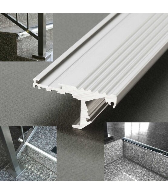 LED strip trapprofiel met afdekking 41,5 mm x 20,6 mm - D10ALU