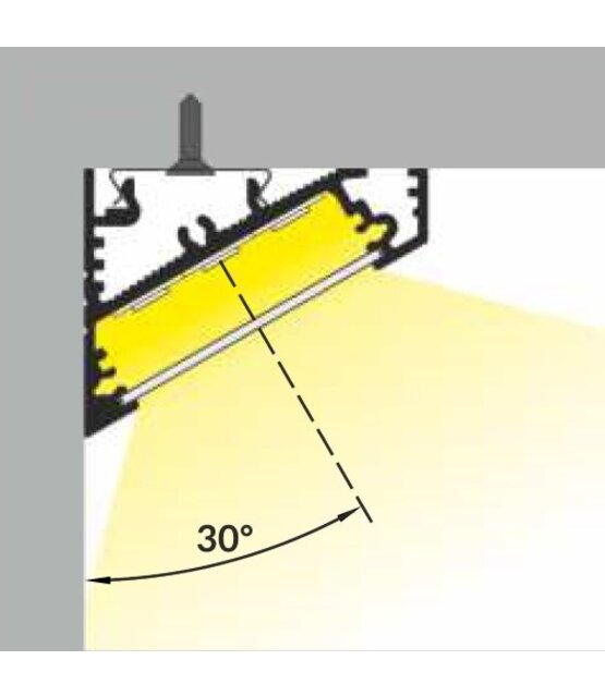LED hoekprofiel met afdekking 34 mm x 26,8 mm - C27ALU