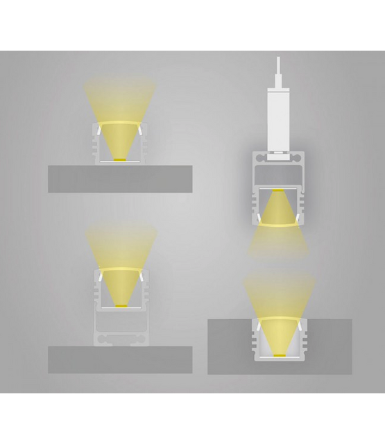 LED opbouw profiel met afdekking 18,1 mm x 19,02 mm - 18ALU