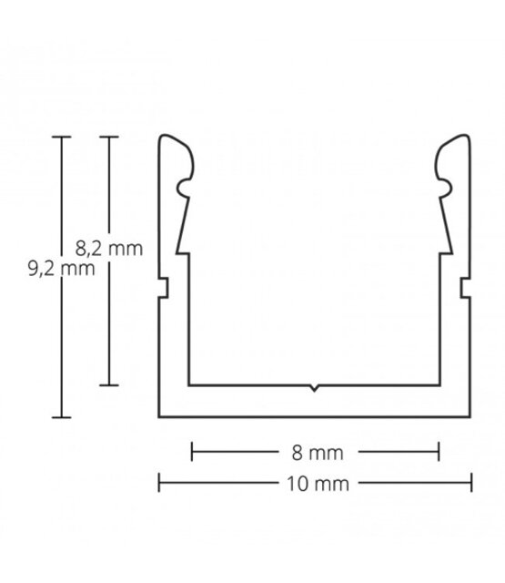 LED profiel met klikafdekking 10 mm x 9,2 mm - SLIM08ALU