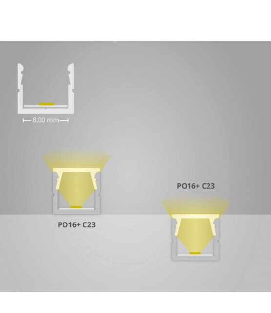 LED profiel met klikafdekking 10 mm x 9,2 mm - SLIM08ALU