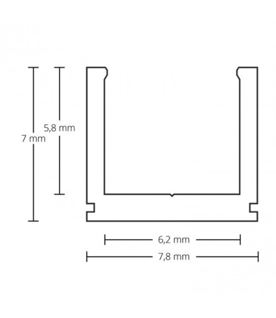 Extra smal LED profiel met opaal klikafdekking 7 mm x 7,8 mm - SLIM06ALU