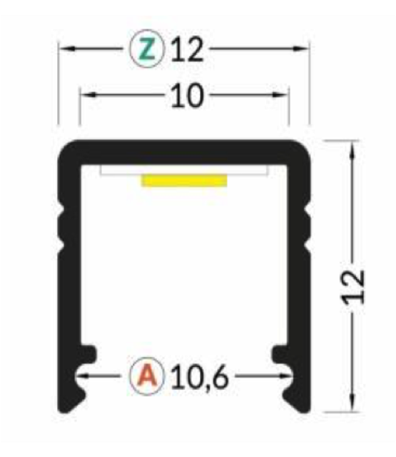 Wit LED profiel met afdekking 12 mm x 12 mm – SLIM200WIT