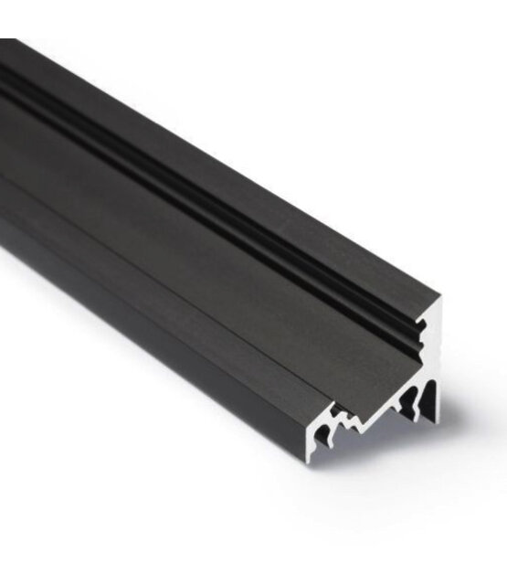 Zwart LED hoekprofiel met afdekking 34 mm x 26,8 mm - C27ZWART
