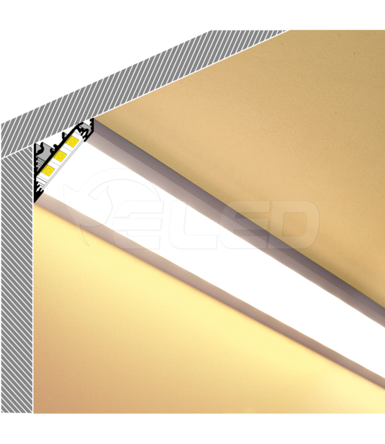 Zwart LED hoekprofiel met afdekking 34 mm x 26,8 mm - C27ZWART