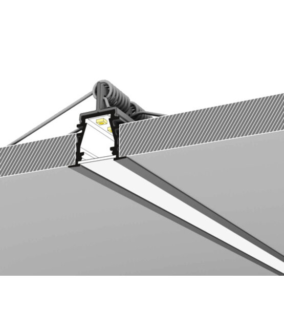 Zwart LED plafond profiel inclusief opaal afdekking 23.4 mm x 19 mm - GYPROC10ZWART