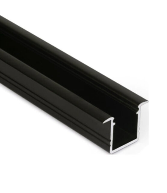 Zwart LED inbouw profiel met klikafdekking 18,80 mm x 12,00 mm - 03.1ZWART