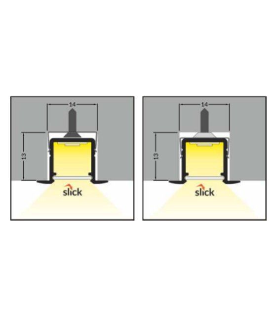 Zwart LED inbouw profiel met klikafdekking 18,80 mm x 12,00 mm - 03.1ZWART