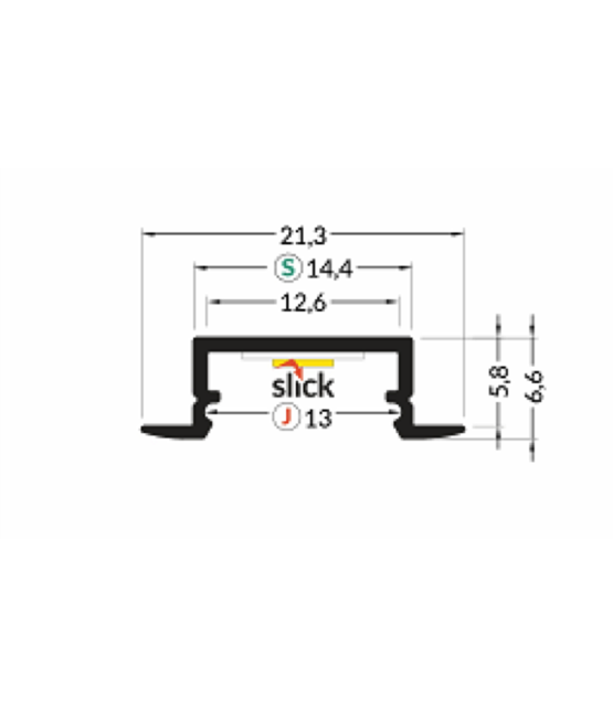 LED inbouw profiel met afdekking 21,30mm x 6,6mm - 08.1ALU