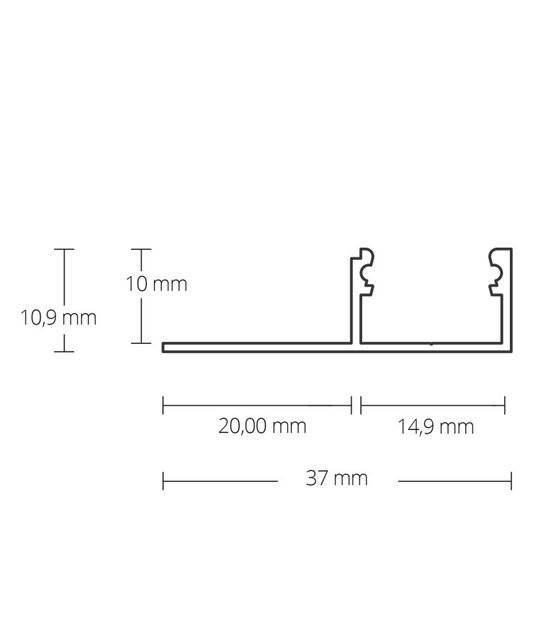 LED stucprofiel inclusief klikafdekking 37 mm x 10,9 mm STUC100