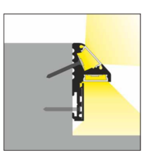 LED strip trapprofiel met afdekking 41,5 mm x 20,6 mm - D10ZWART