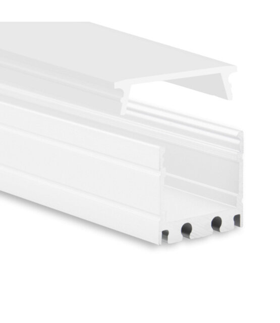 Wit LED opbouw profiel met afdekking 18,1 mm x 19,02 mm - 18WIT