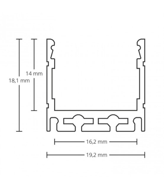 Wit LED opbouw profiel met afdekking 18,1 mm x 19,02 mm - 18WIT