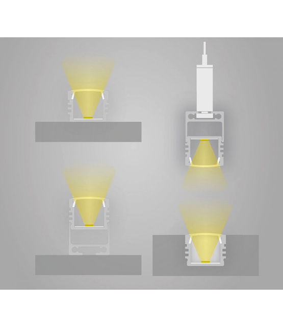Wit LED opbouw profiel met afdekking 18,1 mm x 19,02 mm - 18WIT