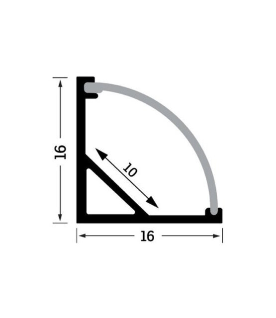 LED hoekprofiel met klikdekking 16 mm x 16 mm - C10ALU