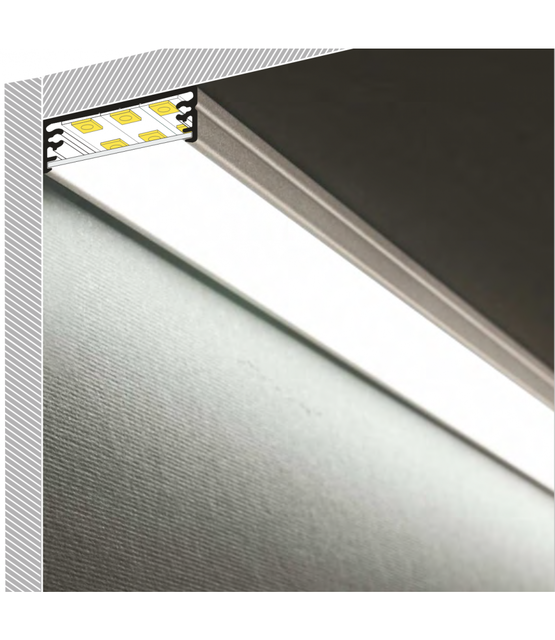 Wit LED XL profiel 2 meter met lage afdekking 32mm x 11 mm - XL24WIT