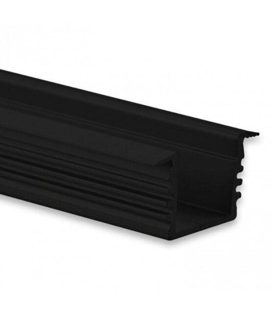 Zwart LED inbouw profiel met klikafdekking 16,80 mm x 13,47 - 03ZWART