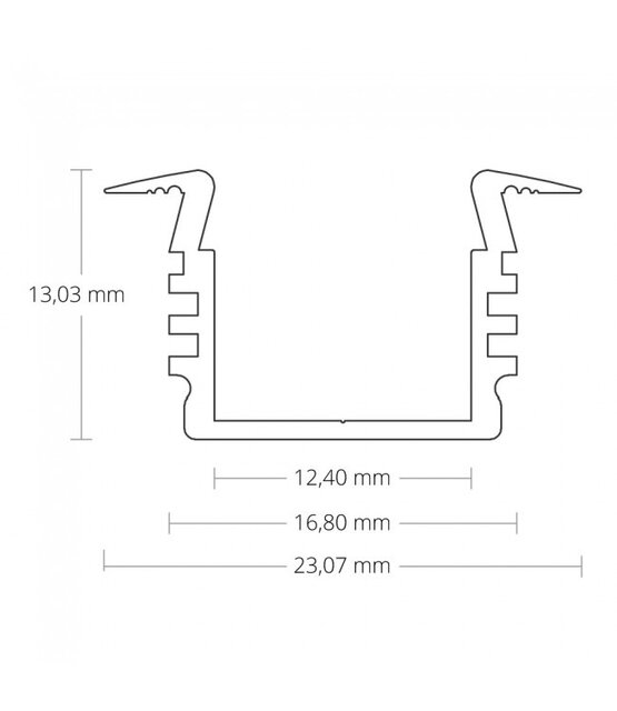 Zwart LED inbouw profiel met klikafdekking 16,80 mm x 13,47 - 03ZWART