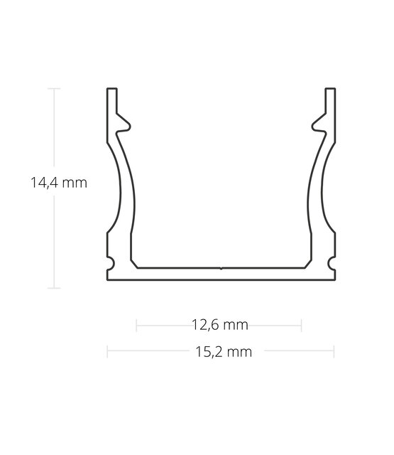 LED profiel met afdekking 17 mm x 15,2 mm - 06ALU