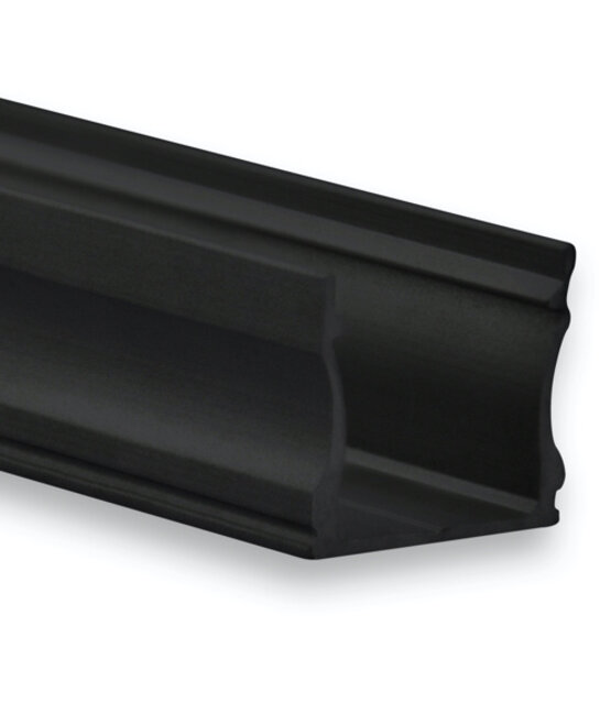 Zwart opbouw LED profiel met afdekking 17 mm x 15,2 mm - 06ZWART