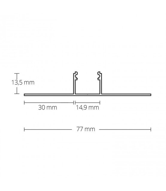 LED gipsplaat profiel met klikafdekking 77 mm x 13,5 mm GIPS200