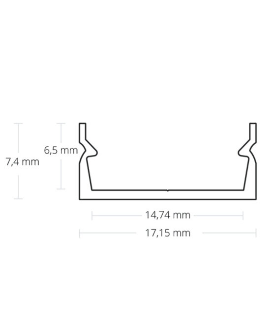 Zwart LED in/opbouwprofiel met afdekking 17,15 mm x 7,40 mm - 04ZWART