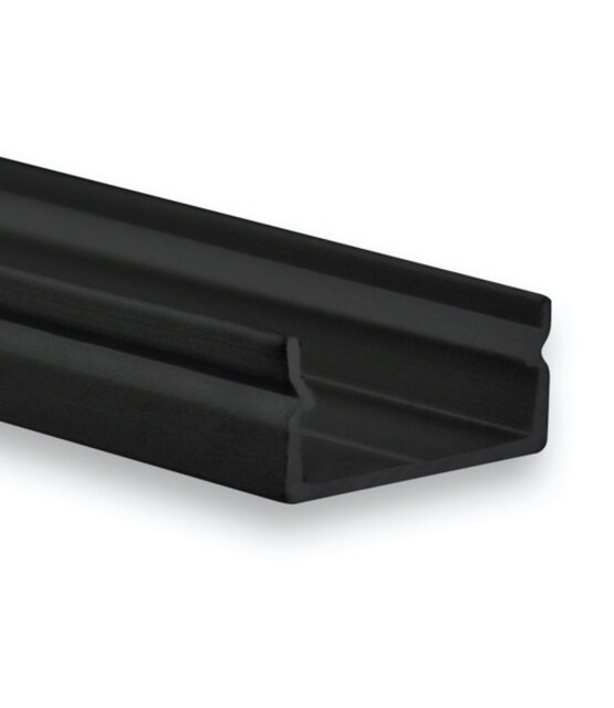Zwart LED in/opbouwprofiel met afdekking 17,15 mm x 7,40 mm - 04ZWART