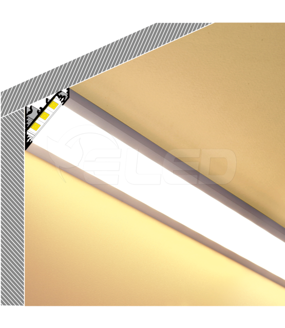 Wit LED hoekprofiel met afdekking 20 mm x 16 mm - C14WIT