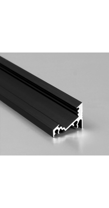 Zwart LED hoekprofiel met afdekking 20 mm x 16 mm - C14ZWART