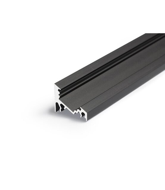 Zwart LED hoekprofiel met afdekking 20 mm x 16 mm - C14ZWART
