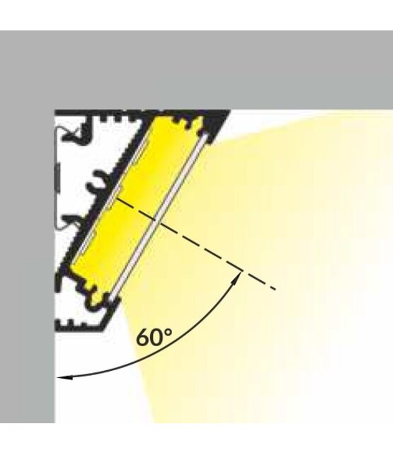 Zwart LED hoekprofiel met afdekking 20 mm x 16 mm - C14ZWART