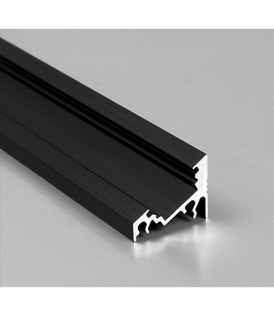 Zwart LED hoekprofiel met afdekking 20 mm x 16 mm - C14ZWART