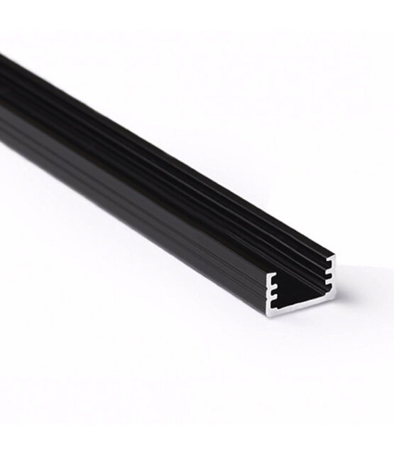 Zwart LED profiel met klikafdekking 12,2 mm x 7 mm - SLIM100ZWART