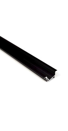 Zwart diagonaal inbouw LED profiel klikafdekking 30 mm x 12.7 mm - C22ZWART