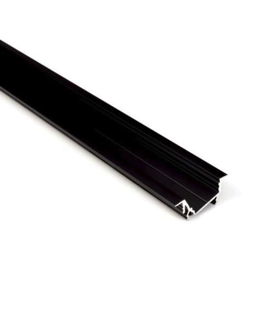 Zwart diagonaal inbouw LED profiel klikafdekking 30 mm x 12.7 mm - C22ZWART