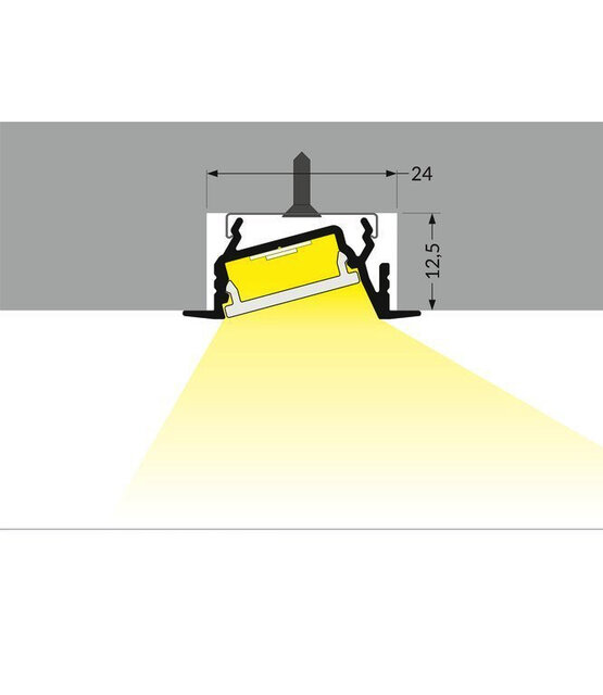 Wit diagonaal inbouw LED profiel met klikafdekking 30 mm x 12.7 mm - C22WIT