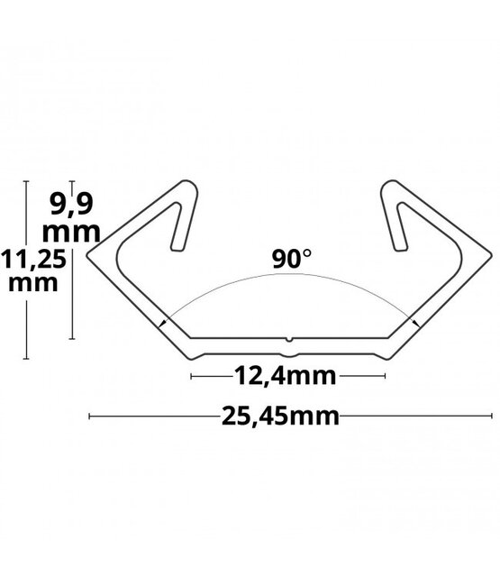 Zwart LED hoekprofiel met opaal klikafdekking 25,45mm x 11,25mm - C23.2ZWART